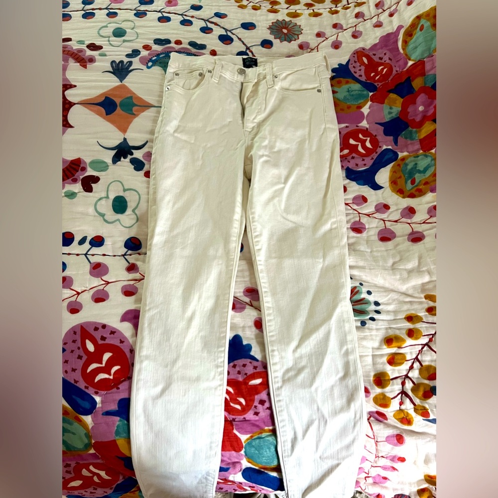 JCrew high rise Skinny off/White Jeans. Like New!